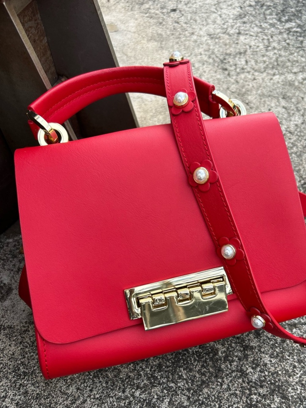 ZAC Zac Posen Eartha top handle gold hardware satchel Crossbody 2way bag purse
